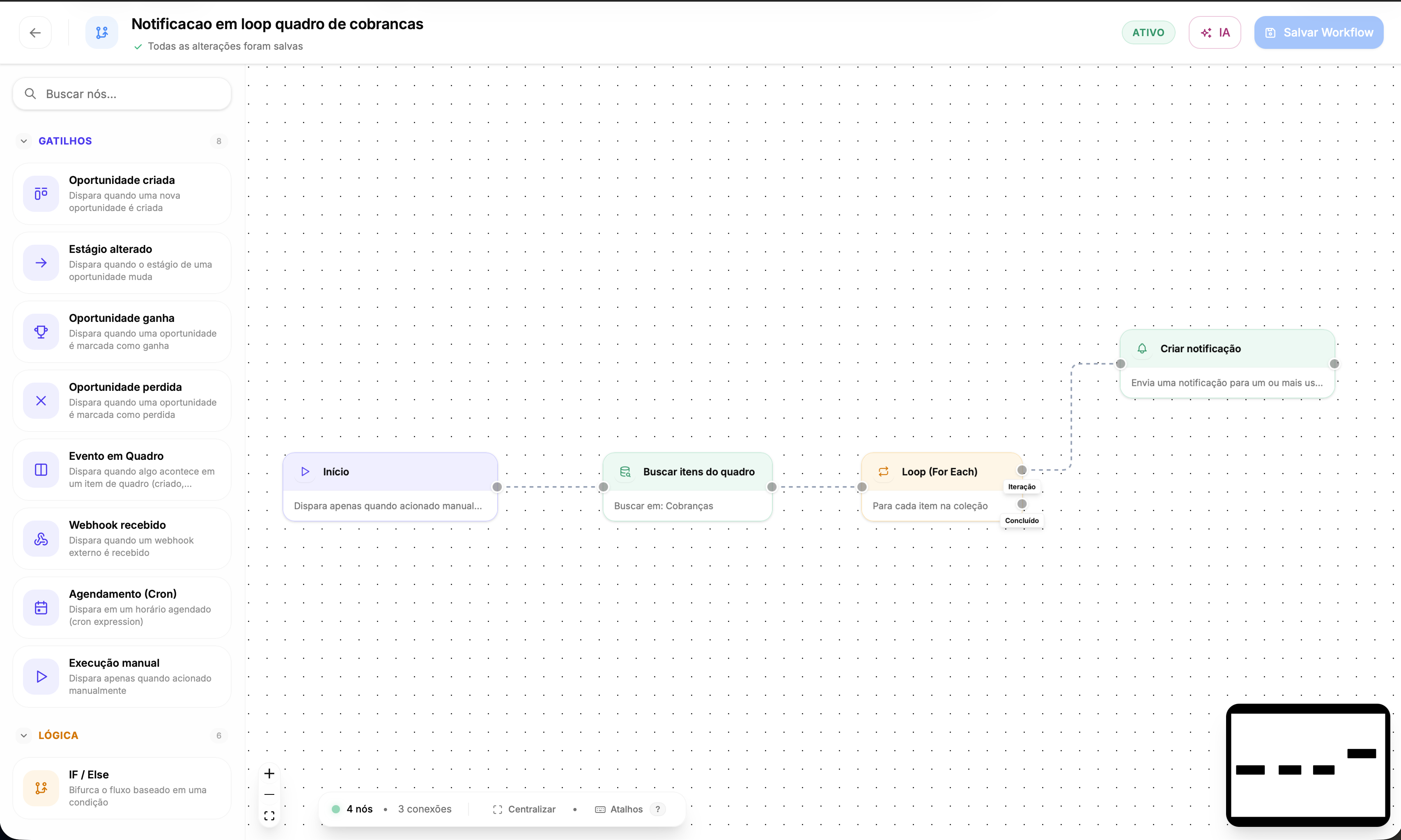 Workflow Editor — Automação Visual